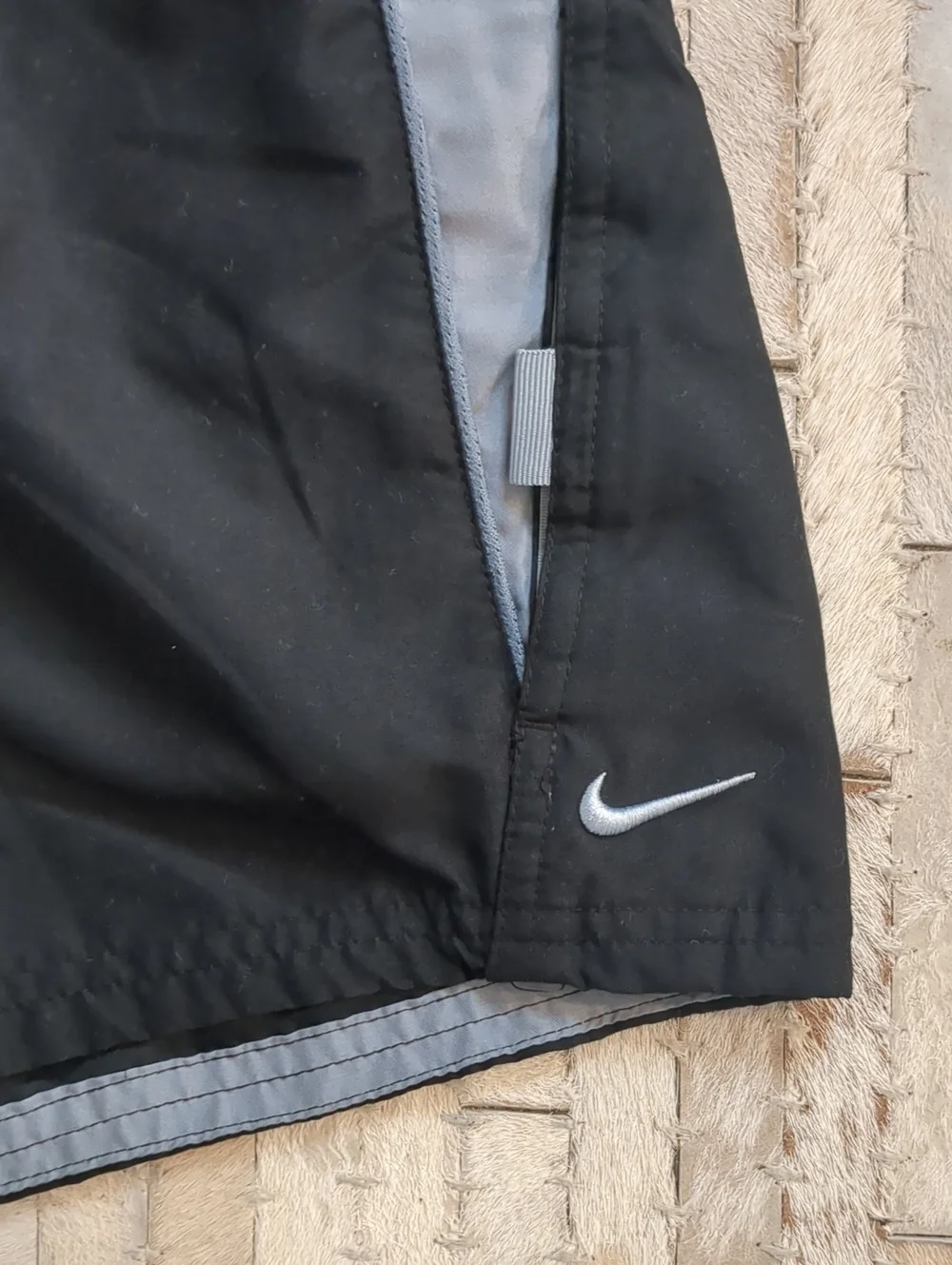 Nike Black Gray Center Swoosh Logo Boardshorts